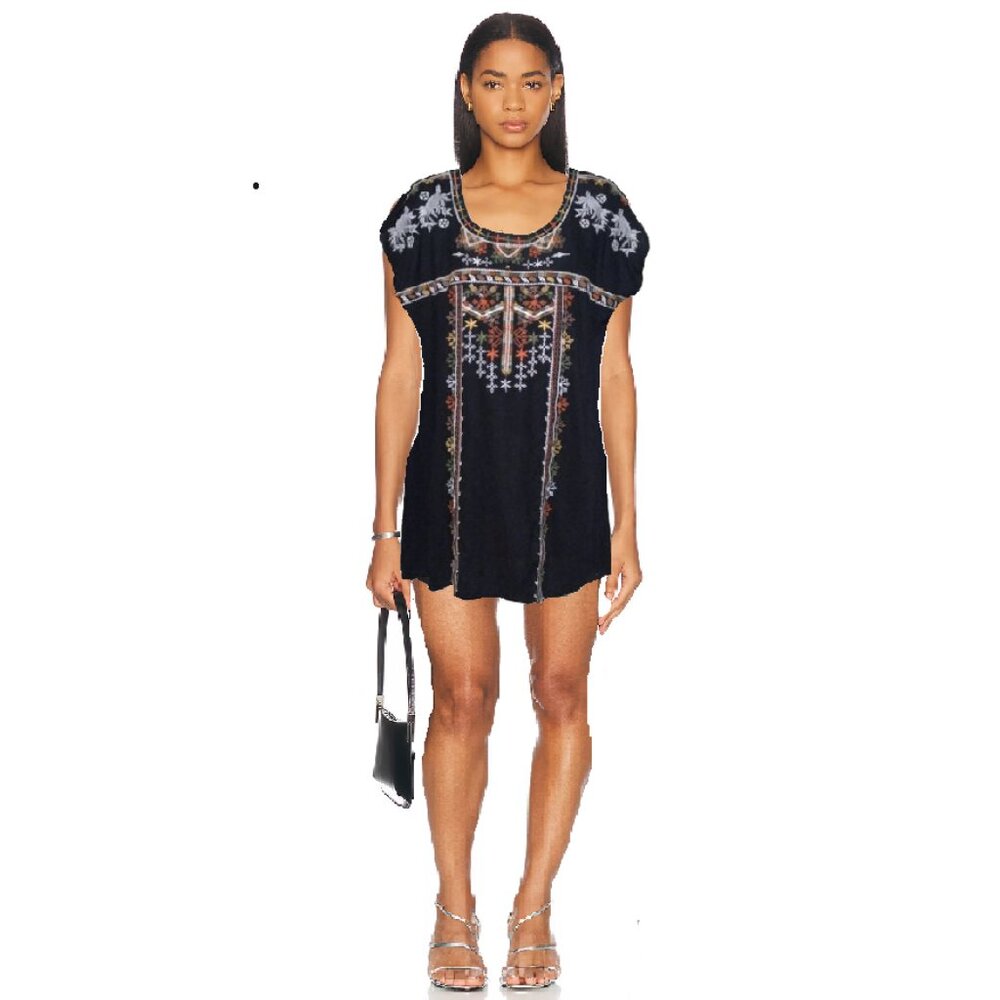 Women's Embroidered Boho Tunic Top Dress compare to Johnny Was Sz L